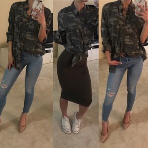 Camo long sleeve button down shirt